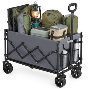 Foldable hand trolley, 150 L, with reinforced castors, dove grey