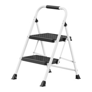 Folding step ladder, 2-step steel folding ladder