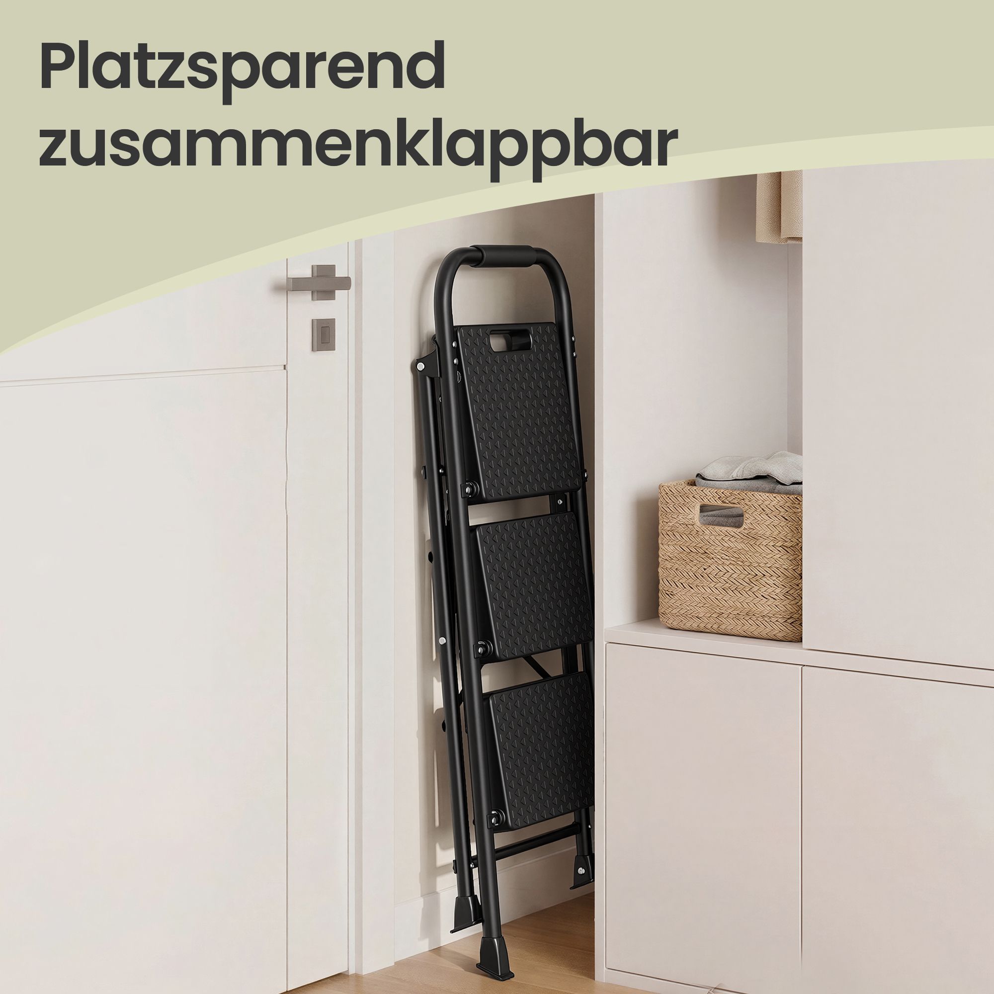 Sammenklappelig trappestige, 3-trins sammenklappelig stige i stål - Billede 8