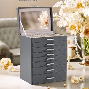 8-tier jewellery box, jewellery box with large mirror, jewellery case