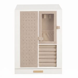 Rotating jewellery organiser with 4 drawers, 17 x 15.2 x 23.1 cm, white