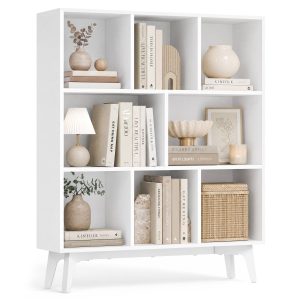 Cloud-white bookcase, 8 compartments, 24 x 90 x 107.4 cm
