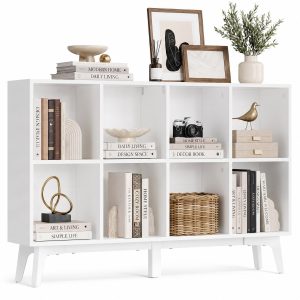 Cloud white bookcase, 8 compartments, 24 x 119.6 x 77 cm