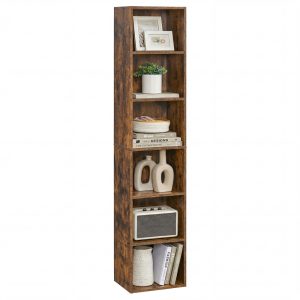 Vintage brown bookcase, 6 shelves, 24 x 30.2 x 160.7 cm