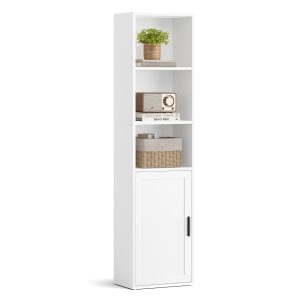Bookcase with 5 shelves and a door, 31.8 x 24 x 145.9 cm