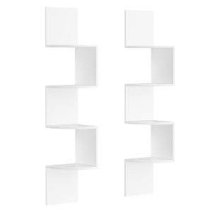 VASAGLE corner shelf, wall shelf with 4 levels, floating shelf for books