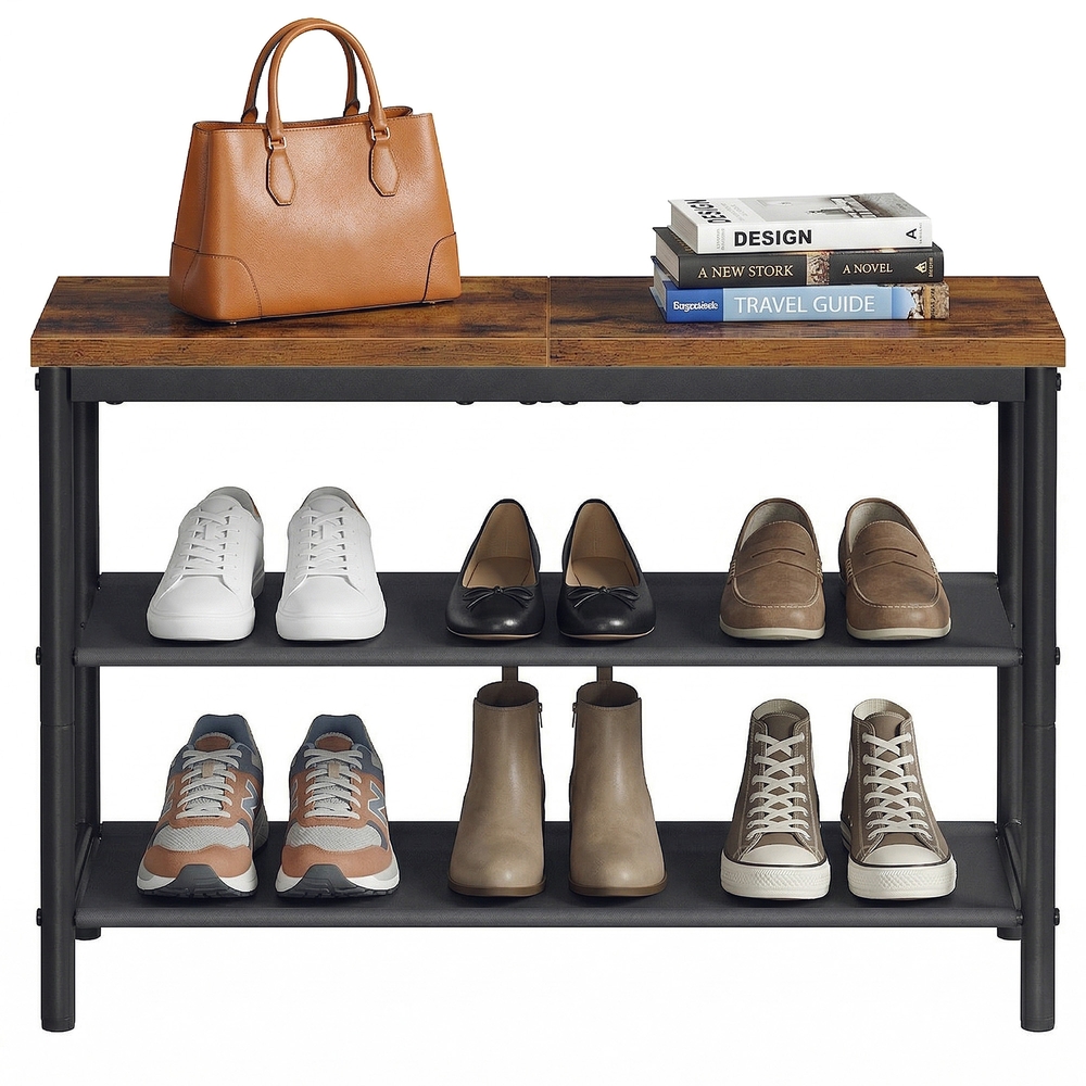 Metal shoe rack with 3 tiers