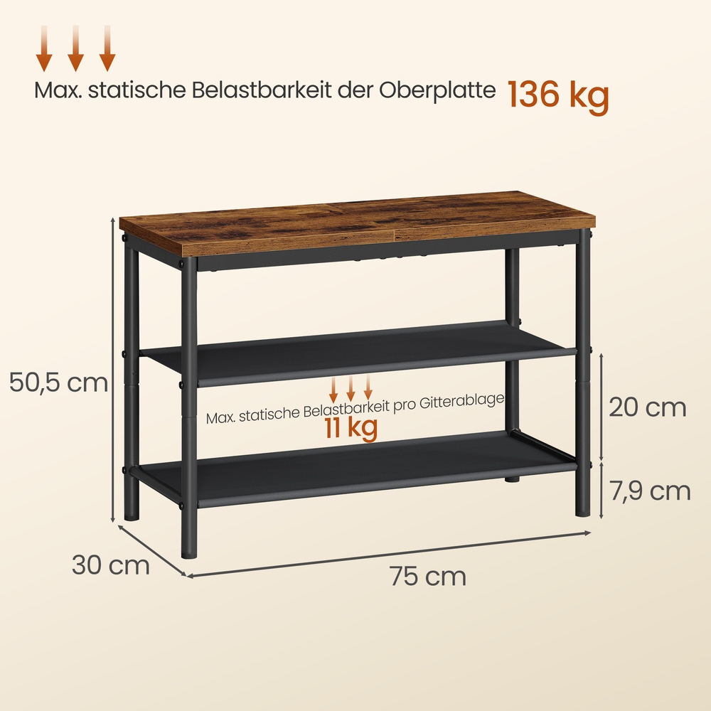 Metal shoe rack with 3 tiers