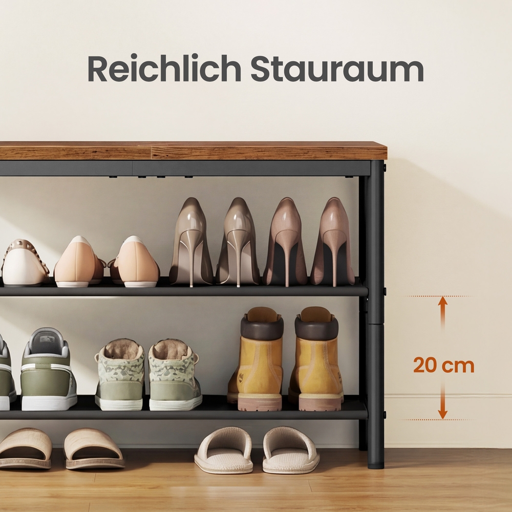 Metal shoe rack with 3 tiers