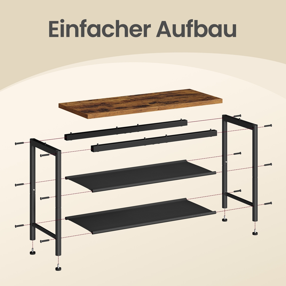 Metal shoe rack with 3 tiers