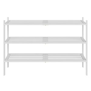 Bamboo shoe rack, stackable shoe rack with 3 tiers