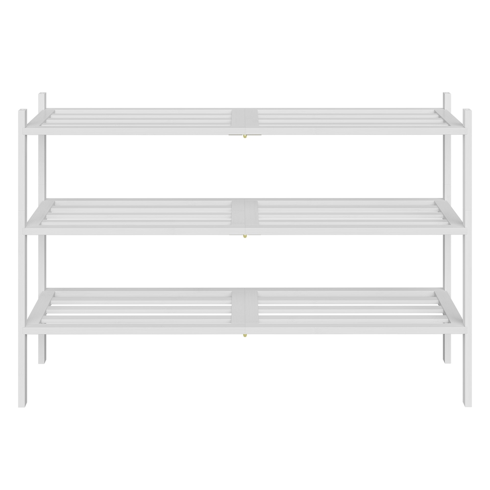 Bamboo shoe rack, stackable shoe rack with 3 tiers
