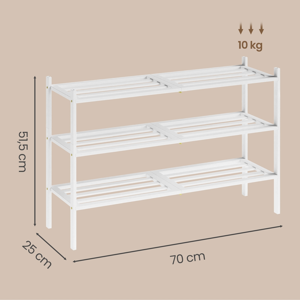 Bamboo shoe rack, stackable shoe rack with 3 tiers