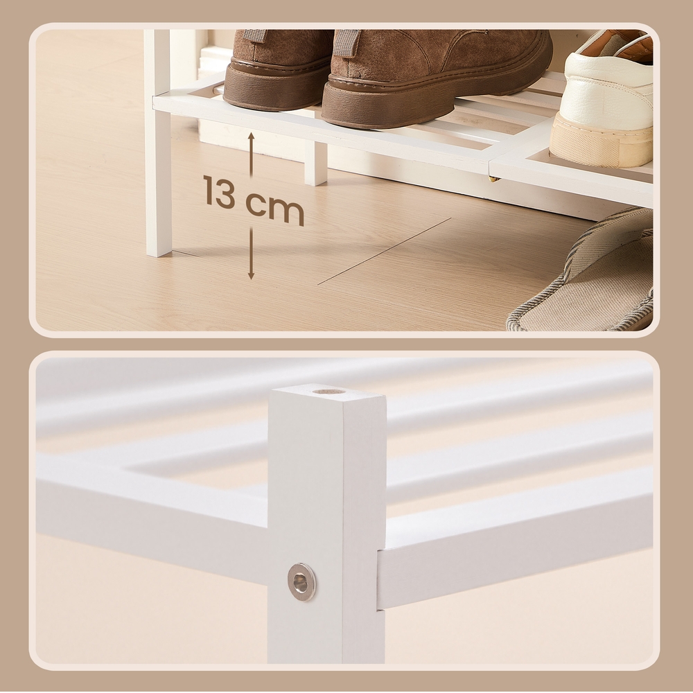 Bamboo shoe rack, stackable shoe rack with 3 tiers