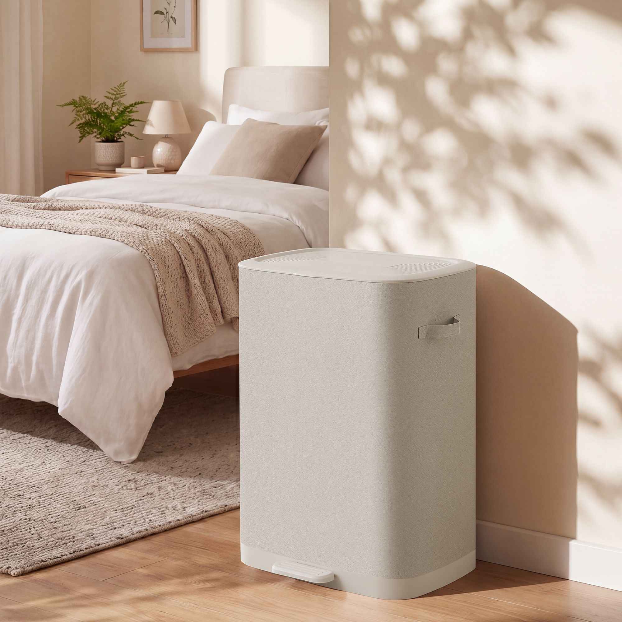 Tøjkurv med låg og 2 rum, tøjopdeler med pedal, 160 L - Billede 4