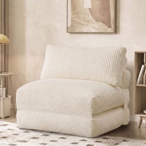 Foldable corduroy recliner with cushion