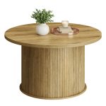 Round coffee table in tambour design, Ø 80 cm