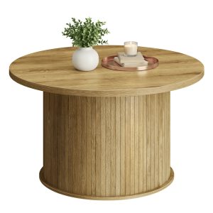 Round coffee table in tambour design, Ø 80 cm