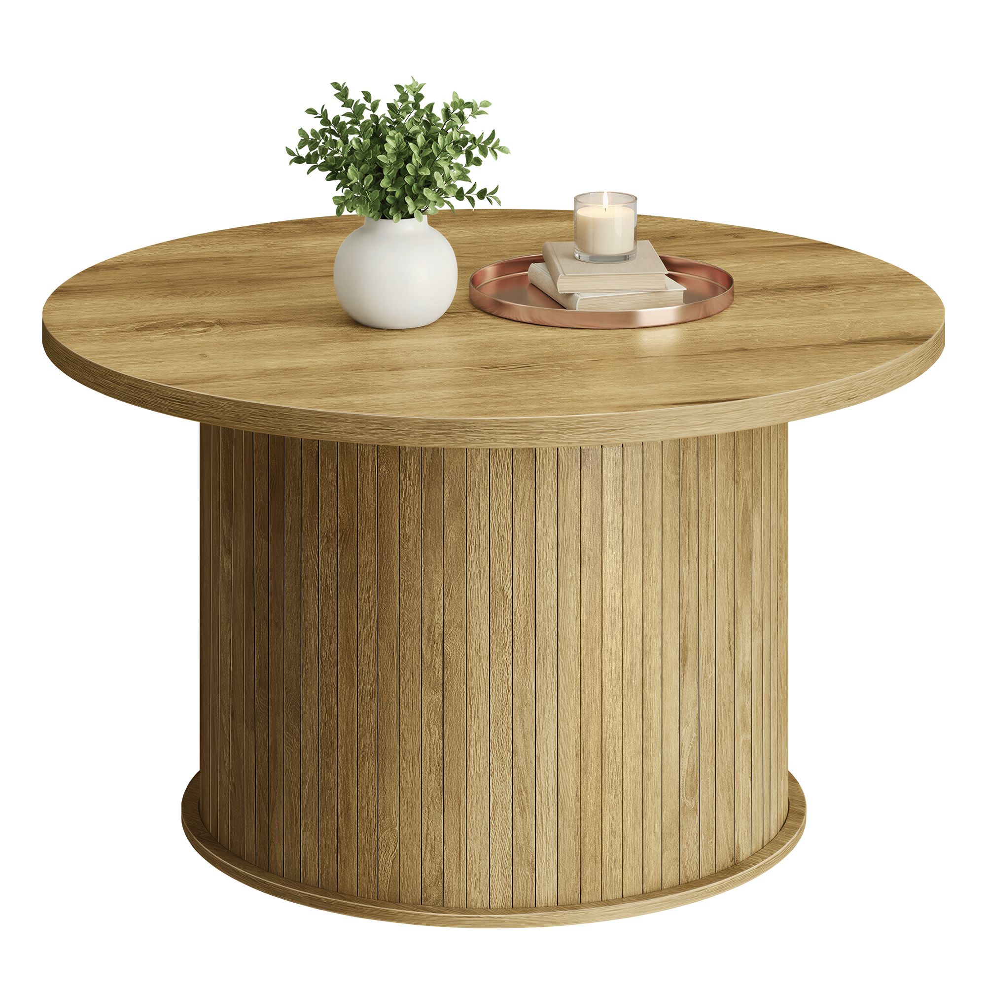 Round coffee table in tambour design, Ø 80 cm