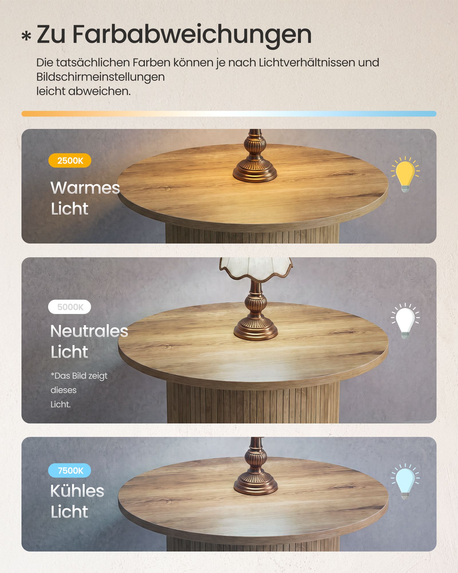 Round coffee table in tambour design, Ø 80 cm