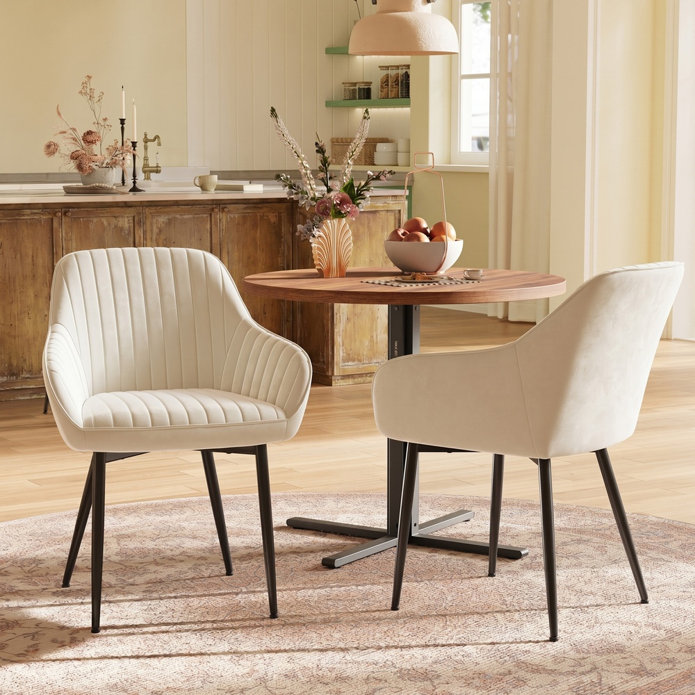 Corduroy kitchen chair, lounge chair, dining chair with armrests