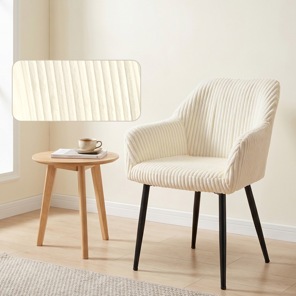 Corduroy kitchen chair, lounge chair, dining chair with armrests