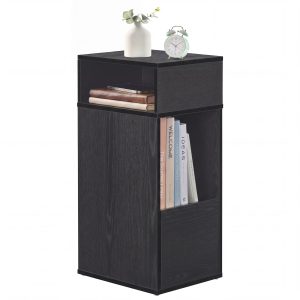 Bedside table with drawer, 30 x 25 x 59.4 cm, ebony black
