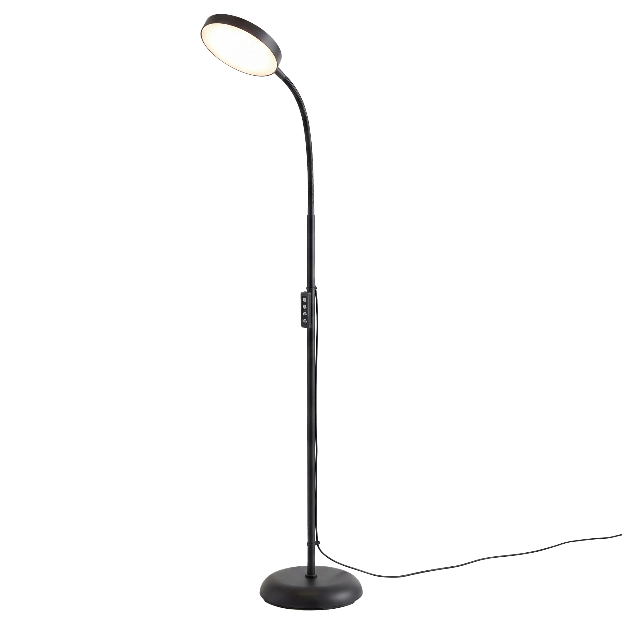 Stållampe, LED, dæmpbar, læselampe, 360° drejelig, til stuen, 22 x 22 x 170 cm, sort