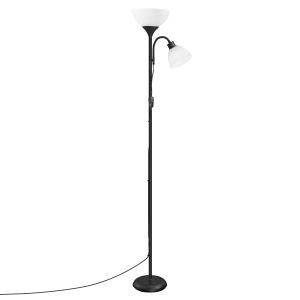 Uplighter floor lamp with adjustable reading lamp 38.5 x 23.5 x 176 cm Black