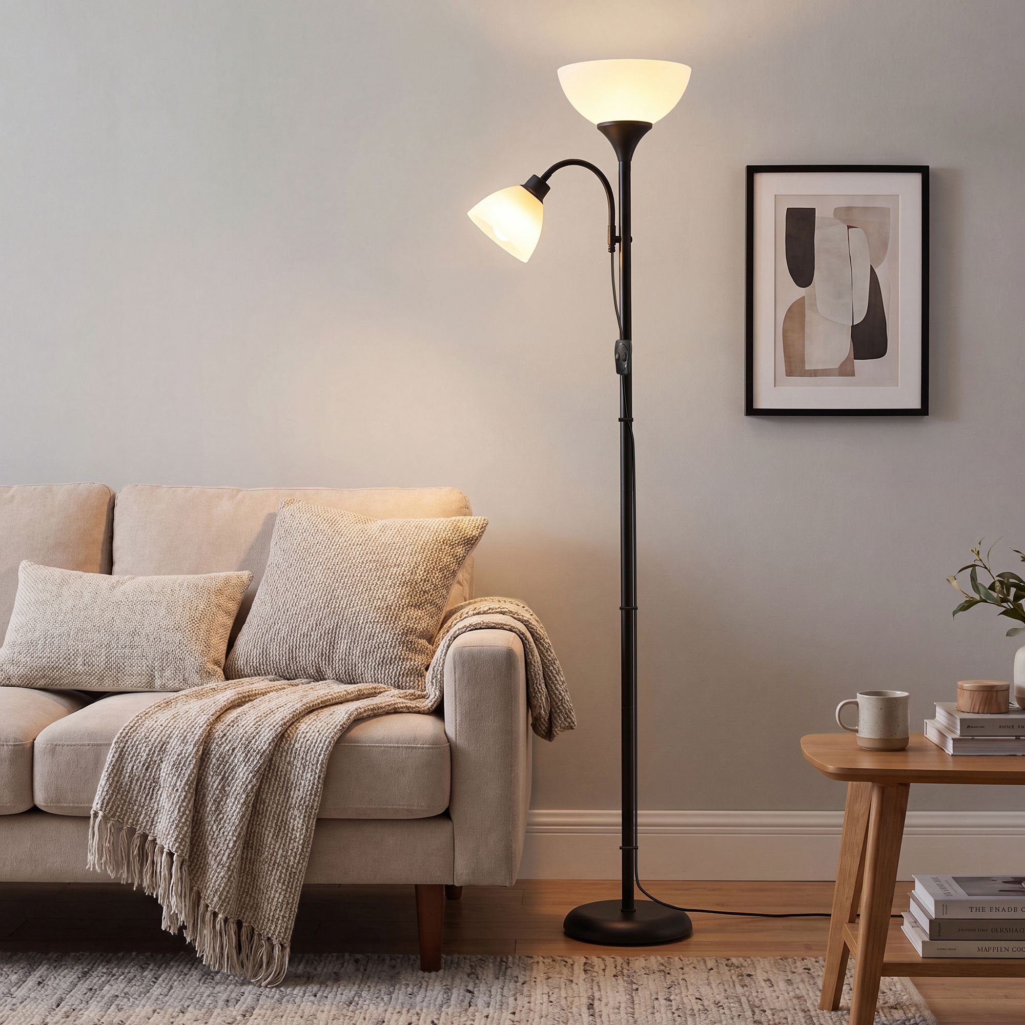 Stående lampe med justerbar læselampe 38,5 x 23,5 x 176 cm Sort - Billede 4