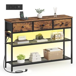 Side table, vintage brown, 98.8 x 30 x 78.7 cm, 3 drawers