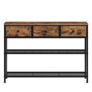 Console table, side table with 3 fabric-lined drawers