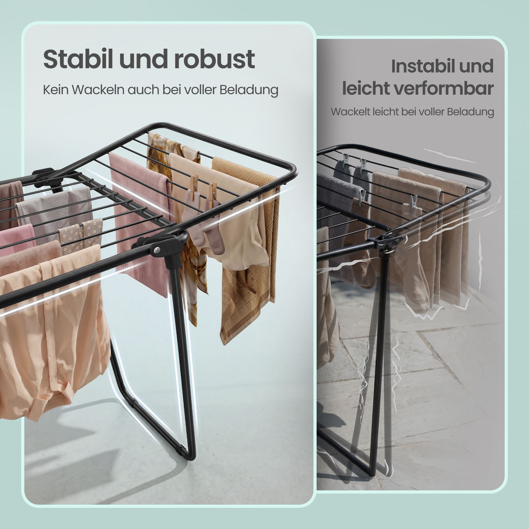 Tørrestativ, pladsbesparende, sammenklappeligt - Billede 6