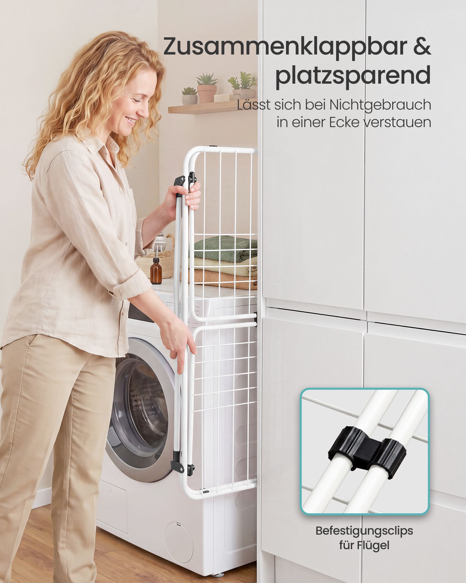 Platssparande tvättställ i stål, mattvit - Bild 5