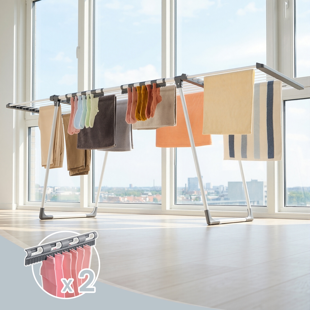 Clothes horse, freestanding drying rack, extendable arms