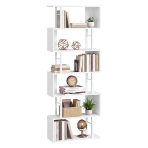Bookcase with 7 shelves, S-shaped room divider