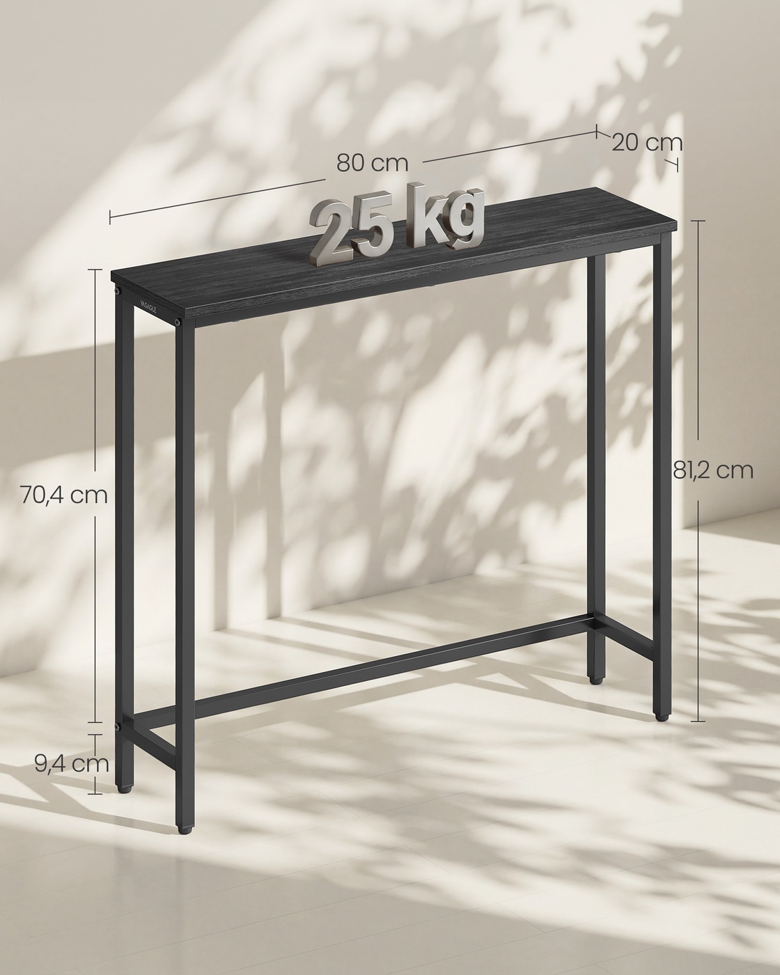 Console table, hallway table, single-piece tabletop, easy to assemble, narrow coffee table