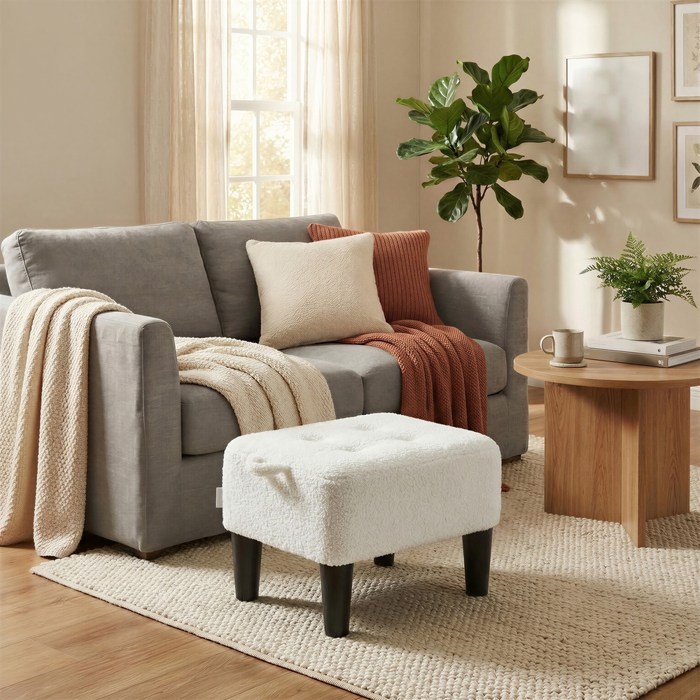 Seating stool, footstool, fleece, stool, thick padding