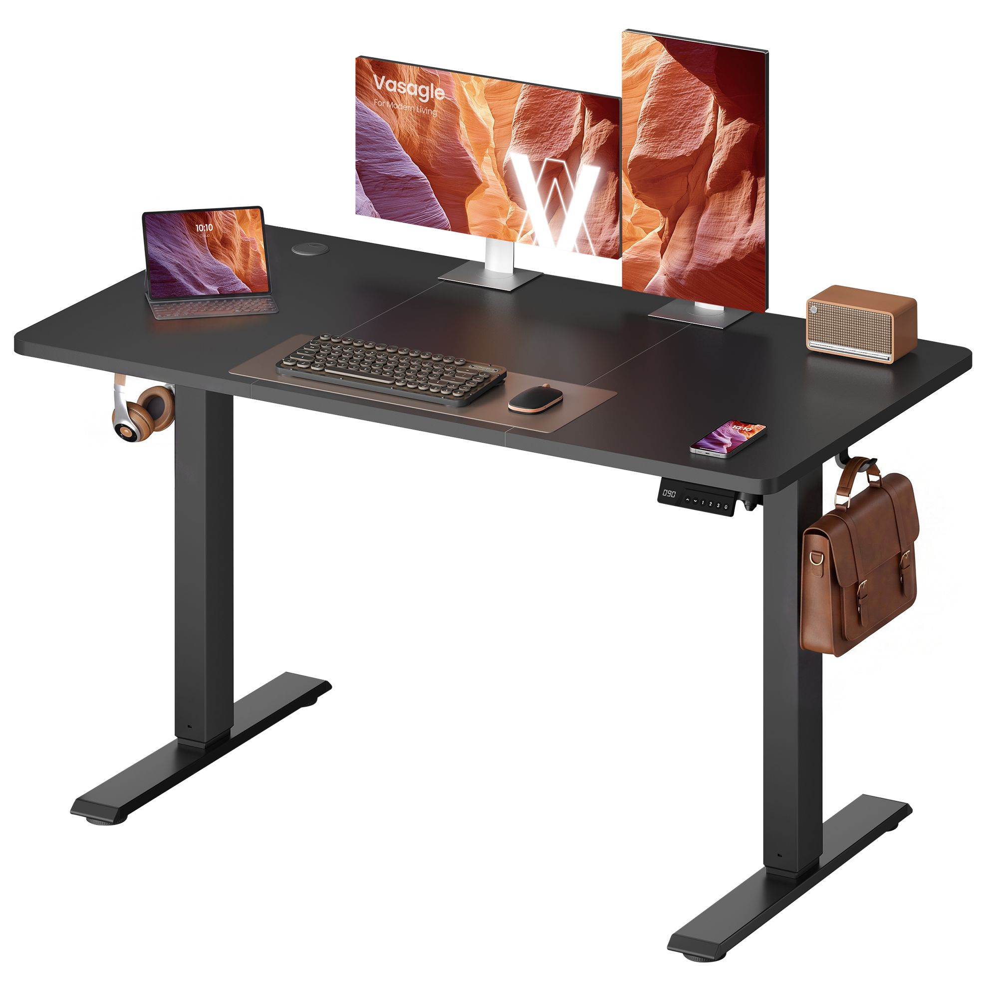 Height-adjustable desk 120 x 60 cm, black