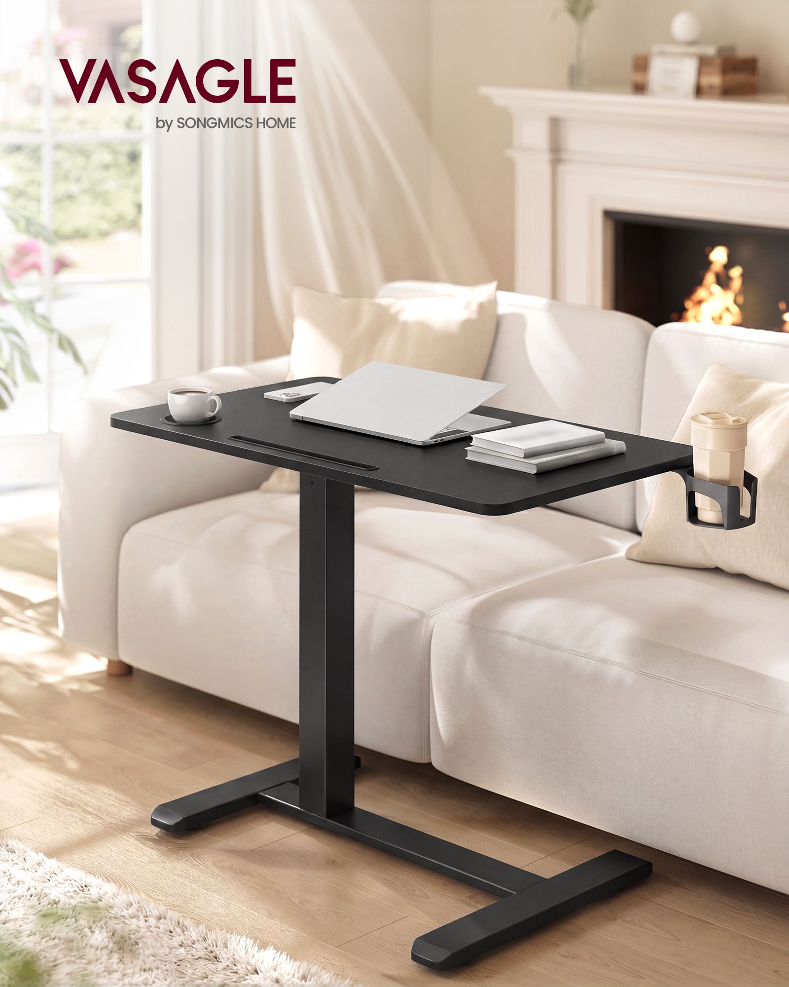 Mobile side table with castors, 80 x 45 cm