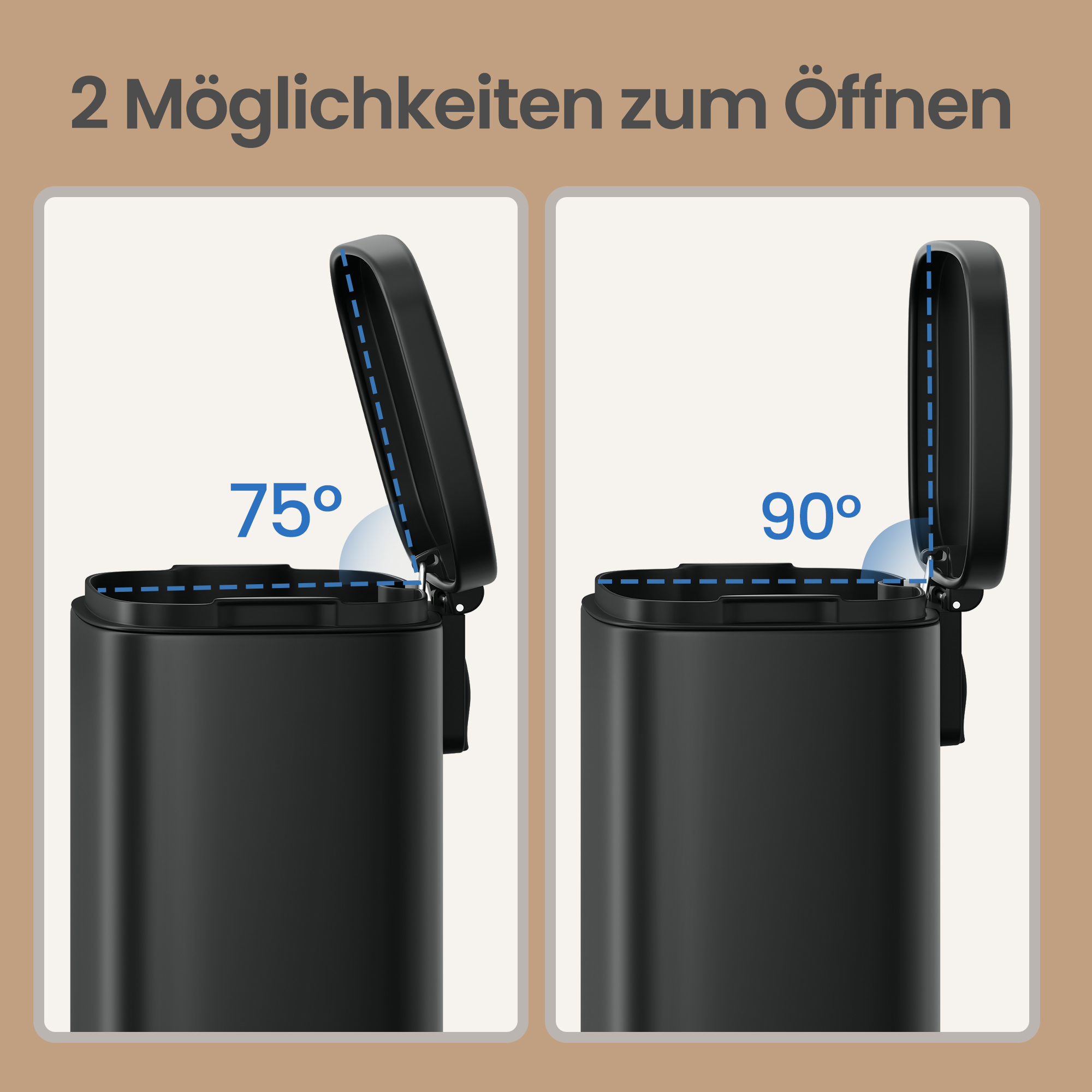 Steel pedal bin with soft-close inner bin and lid, black