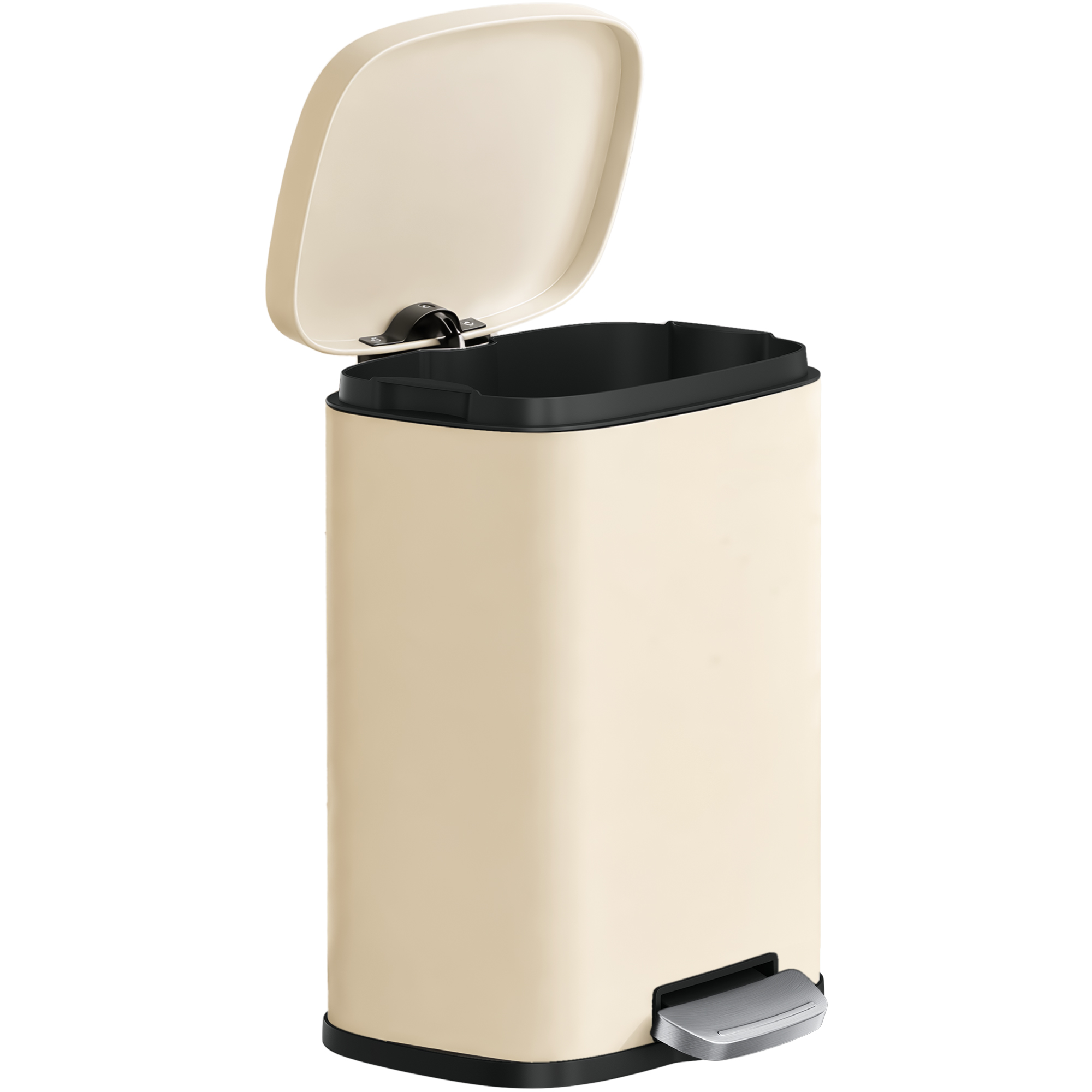 12L waste bin, pedal bin with inner bucket and soft-close mechanism, steel kitchen bin