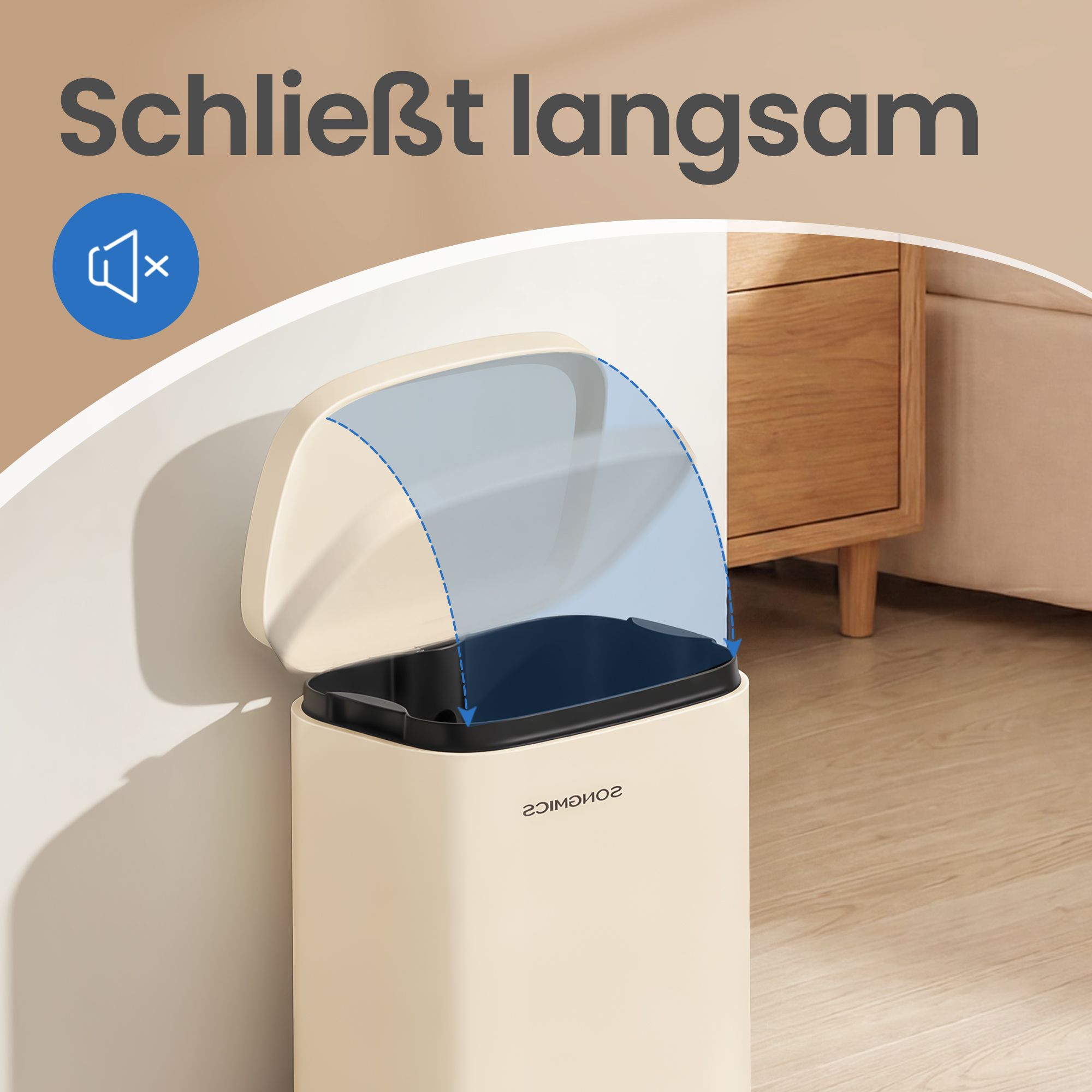 12L waste bin, pedal bin with inner bucket and soft-close mechanism, steel kitchen bin