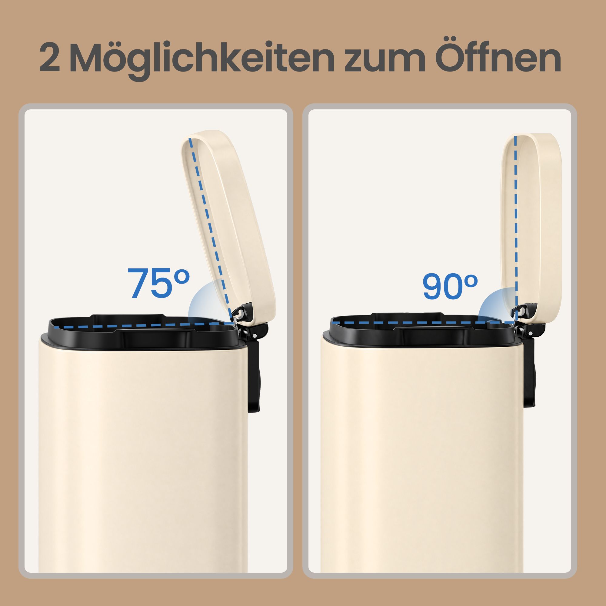 12L waste bin, pedal bin with inner bucket and soft-close mechanism, steel kitchen bin