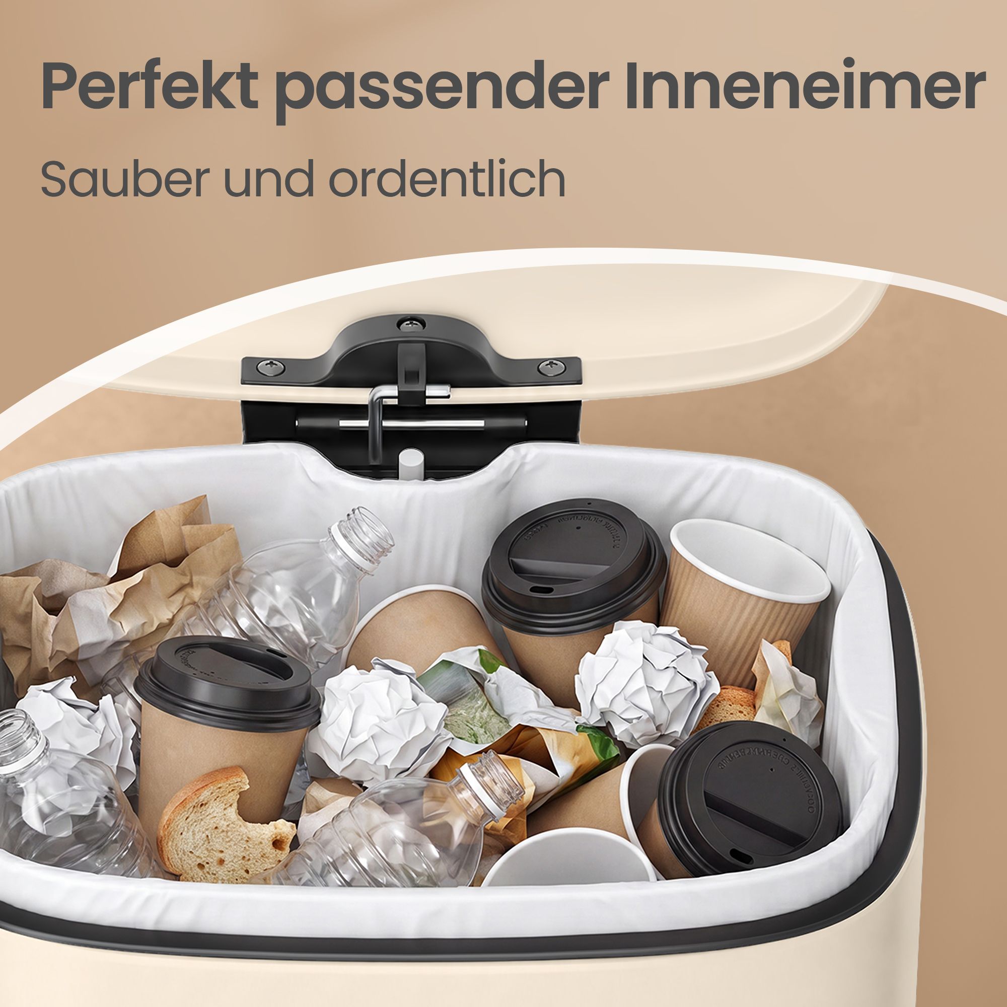 12L waste bin, pedal bin with inner bucket and soft-close mechanism, steel kitchen bin