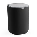 Black stainless steel 1.5 L table bin with hinged lid