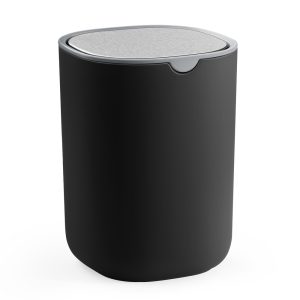 Black stainless steel 1.5 L table bin with hinged lid