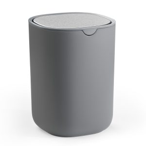 Grey stainless steel 1.5L table waste bin with swing lid