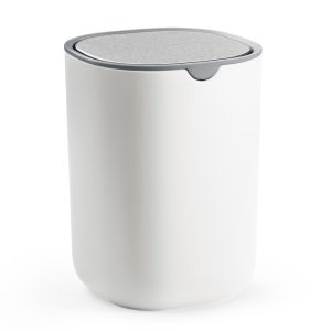 White stainless steel table waste bin, 1.5L, with swing lid
