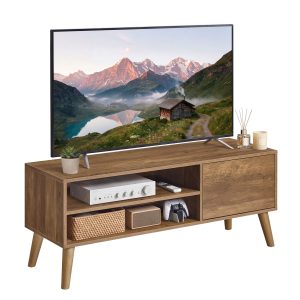 Honey-brown mid-century lowboard for TVs up to 55 inches
